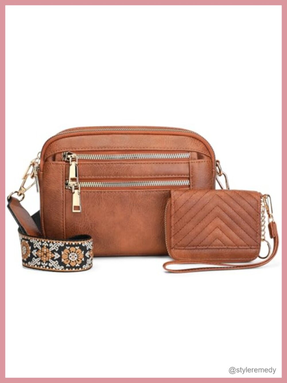 Women's Vegan Leather Crossbody Bag with Adjustable Wide Strap